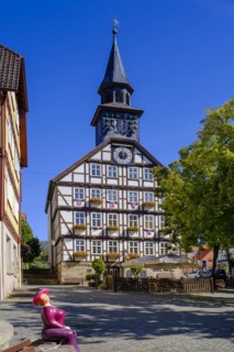 Market square with old town hall, Allendorf district, Bad Sooden-Allendorf, Werratal, Werra-Meißner
