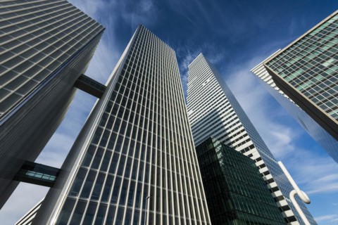 Modern architecture, high-rise buildings, Roche Towers, architects Herzog and de Meuron, Basel,