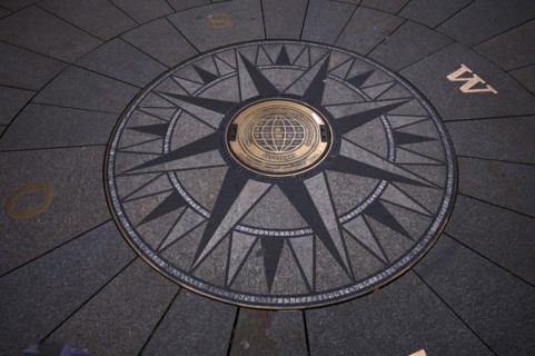 Compass and plaque for various city partnerships, twinned cities of the state capital Stuttgart,