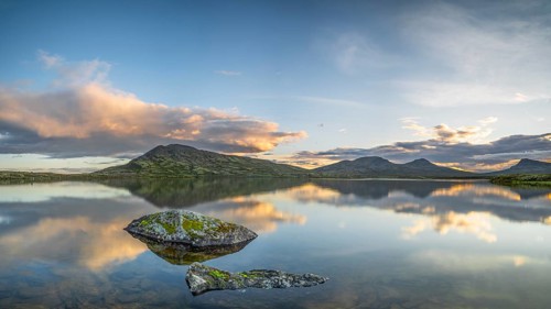 Evening mood at Muvatnet, Rondane National Park, Venabygdsfjell, Rondafjell, Enden, Ringebu,