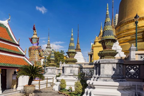 Wat Phra Kaeo, Temple of the Emerald Buddha. Bangkok, Thailand, Asia