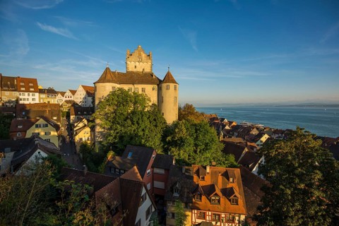 Meersburg Castle, Old Castle, Sunset, Meersburg, Lake Constance, Baden-Württemberg, Germany, Europe