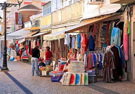 Shopping street in Vila Real de Santo Antonio, Algarve, Portugal, Europe