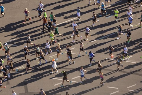 Marathon runners at the 50th BMW Berlin Marathon 2024 on 29/09/2024