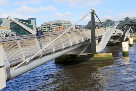 Sean O'Casey bridge crossing River Liffey, Dublin Docklands, Ireland, architect Cyril O'Neill and