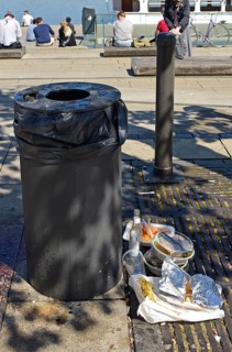 Europe, Germany, Hanseatic City of Hamburg, City, Inner Alster Lake, Jungfernstieg jetty, rubbish