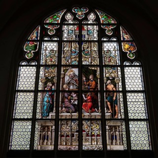 Church windows, stained glass from the 15th century, St Jakob's Church, built around 1400,