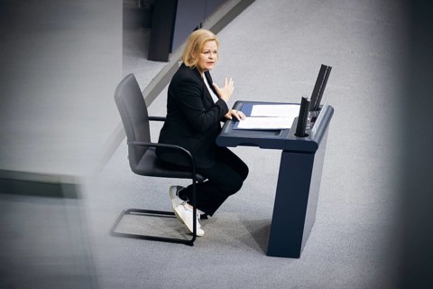Nancy Faeser (SPD), Federal Minister of the Interior and Home Affairs, recorded during a speech on