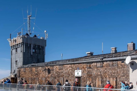 Munich House and the tower of the weather station on the Zugspitze, Garmisch-Partenkirchen,