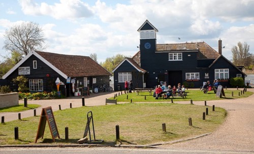 Gift shop and boating pavilion buildings at Thorpeness, Suffolk, England, United Kingdom, Europe