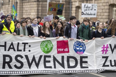 Joint strike by Fridays for Future and local transport workers from the ver.di trade union, in