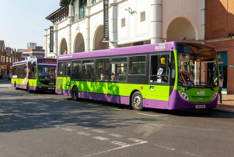 Ipswich Buses single decker ADL Enviro200 bus town in centre of Ipswich, Suffolk, England, UK