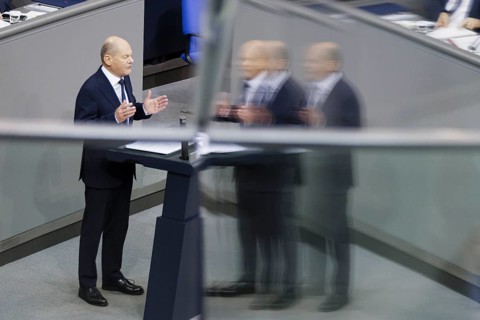 Olaf Scholz (SPD), Federal Chancellor, at the government statement in the German Bundestag, Berlin,