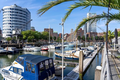 Rotterdam Marina, sports boat harbour, sailing boats, motor yachts, in the inland harbour,