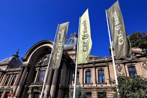 In the centre, office building, bank building, historical building of the CEC Bank, Saving Bank
