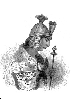 An Inca warrior from the 15th century from Peru, illustration from 1860, historical, digital