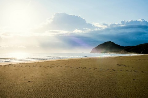 Lonely beach, Spiaggia Feraxi, sunrise, Capo Ferrato, Muravera, Province of Cagliari, Sardinia,