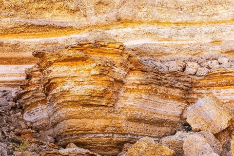 Eroded rock formation on a fossilised reef edge, Huqf stone desert, Arabian Peninsula, Sultanate of