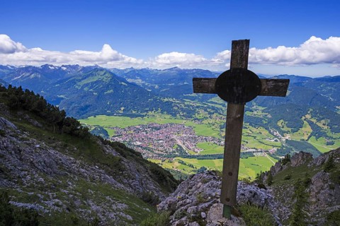Panorama from Rubihorn, 1957m, on Oberstdorf, Allgäu Alps, Allgäu, Bavaria, Germany, Europe