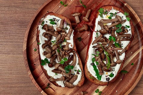 Sandwiches with cream cheese and pickled honeydew, healthy breakfast, homemade