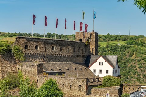 The ruins of Rheinfels Castle in St, Goar, World Heritage Upper Middle Rhine Valley,