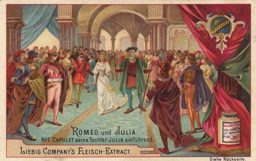 Picture series Romeo and Juliet, 1, Capulet abducting his daughter Juliet, Liebig picture,