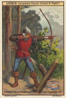 Picture series Soldiers of different times, archer around 1380 in England, Liebig picture,