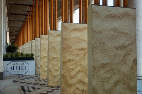Renovation works of the Royal Galleries, Koninklijke Gaanderijen, neoclassical arcade at seaside