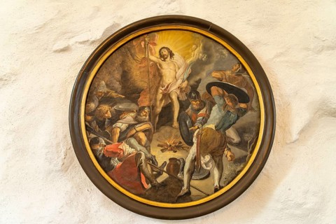 Painting in the interior of Selde Church in Selde, Roslev, Skive, Denmark, Europe