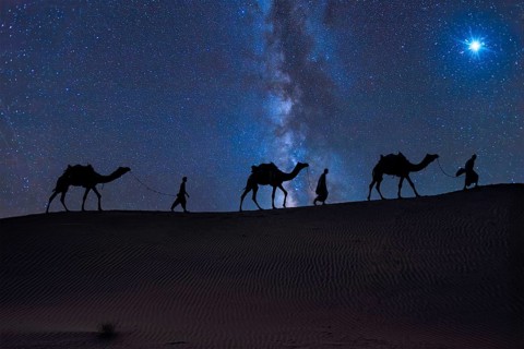 Christmas Jesus birth concept - Adoration of the Magi, Three Wise Men, Three Kings, and the Three