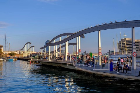 Rambla de Mar at the harbour, Barcelona, Catalonia, Spain, Europe