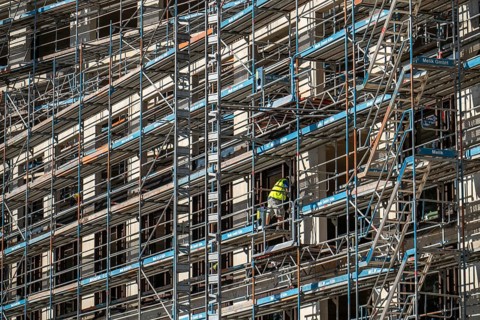 Construction site, at the Cologne Trade Fair Centre, new construction of a high-rise office