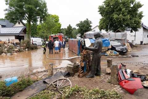 Flood in North Rhine-Westphalia, the village of Iversheim on the Erft was almost completely flooded