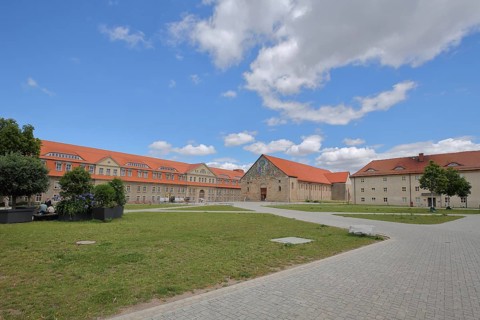 Paradise Gardens building, garden paradises on the citadel, Petersberg, Erfurt, Thuringia, Germany,