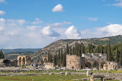 North Gate of Hierapolis, ancient Greek city, UNESCO World Heritage Site, near Pamukkale, Phrygia,