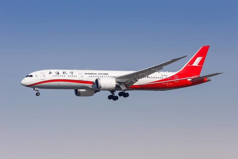 A Boeing 787-9 Dreamliner aircraft of Shanghai Airlines with the registration number B-20AJ at