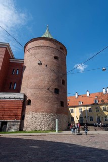 Historic powder tower, part of the former fortifications, Riga, Latvia, Europe