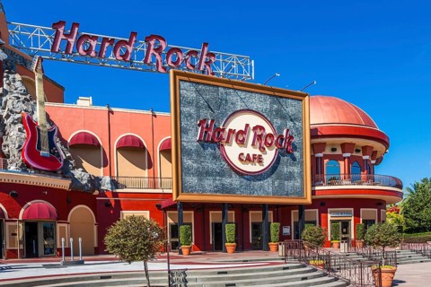 Entrance to the Hard Rock Café at Universal's City Walk in Universal Studios, Orlando, Florida,