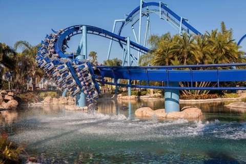 Manta roller coaster at Sea World in Orlando, Florida, USA, North America