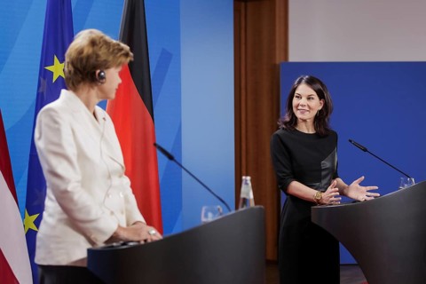 Annalena Bärbock (Alliance 90/The Greens), Federal Foreign Minister, at a joint press conference