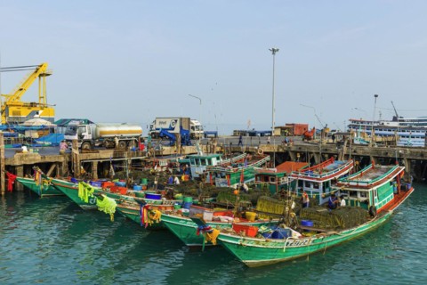 Colourful fishing boats, boat, ship, fishing boat, colourful, colourful, decorated, harbour, sea,
