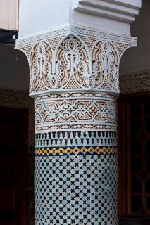 Columns in Riad, Column, traditional, decorated, ornament, decoration, art, construction, building,