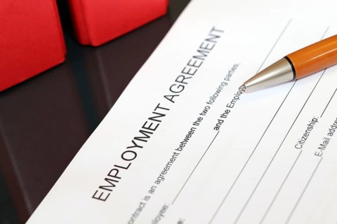 Blank form of an employment contract in English