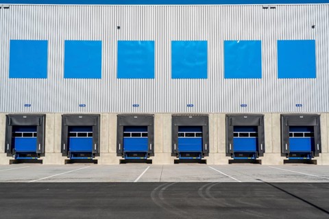 New construction of a logistics hall in Duisburg-Wanheim, part of the Logport 2 site, still unused,