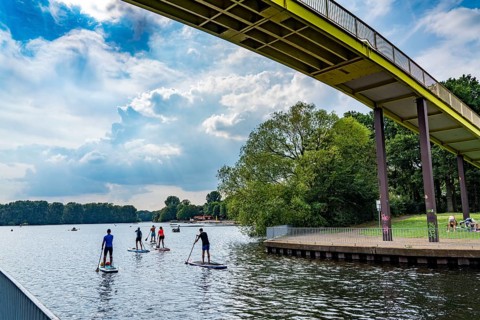 The Sechs-Seen-Platte, a local recreation area in the south of Duisburg, near the Wedau district, 6