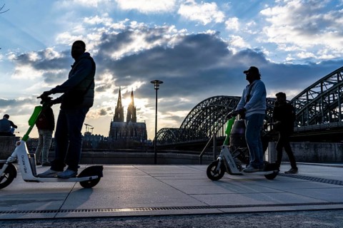 Panorama, Cologne skyline, with the cathedral and the railway bridge, Hohenzollern Bridge, on the