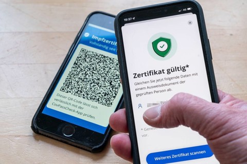CovPassCheck app, for checking the digital vaccination certificate, on a smartphone, vaccinations