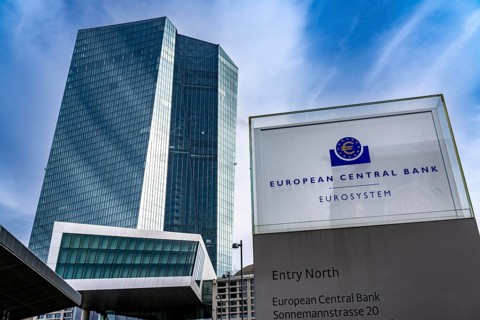 Building of the European Central Bank, ECB, in Frankfurt am Main, Skyline, Hesse, Germany, Europe