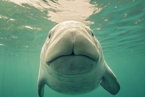 Dugong swimming in water. Generative AI, AI generated