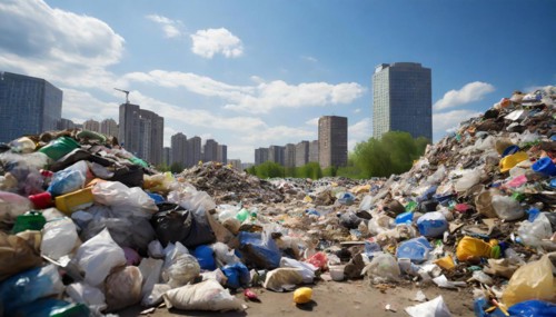 Symbolism, lots of rubbish dumping in the city, AI-generated, AI-generated, AI generated
